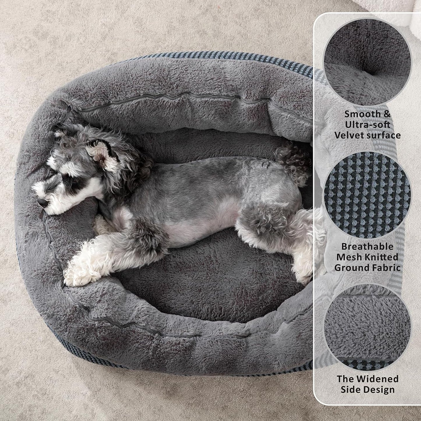 Camas medianas lavables para perros medianos, cama rectangular para perros de