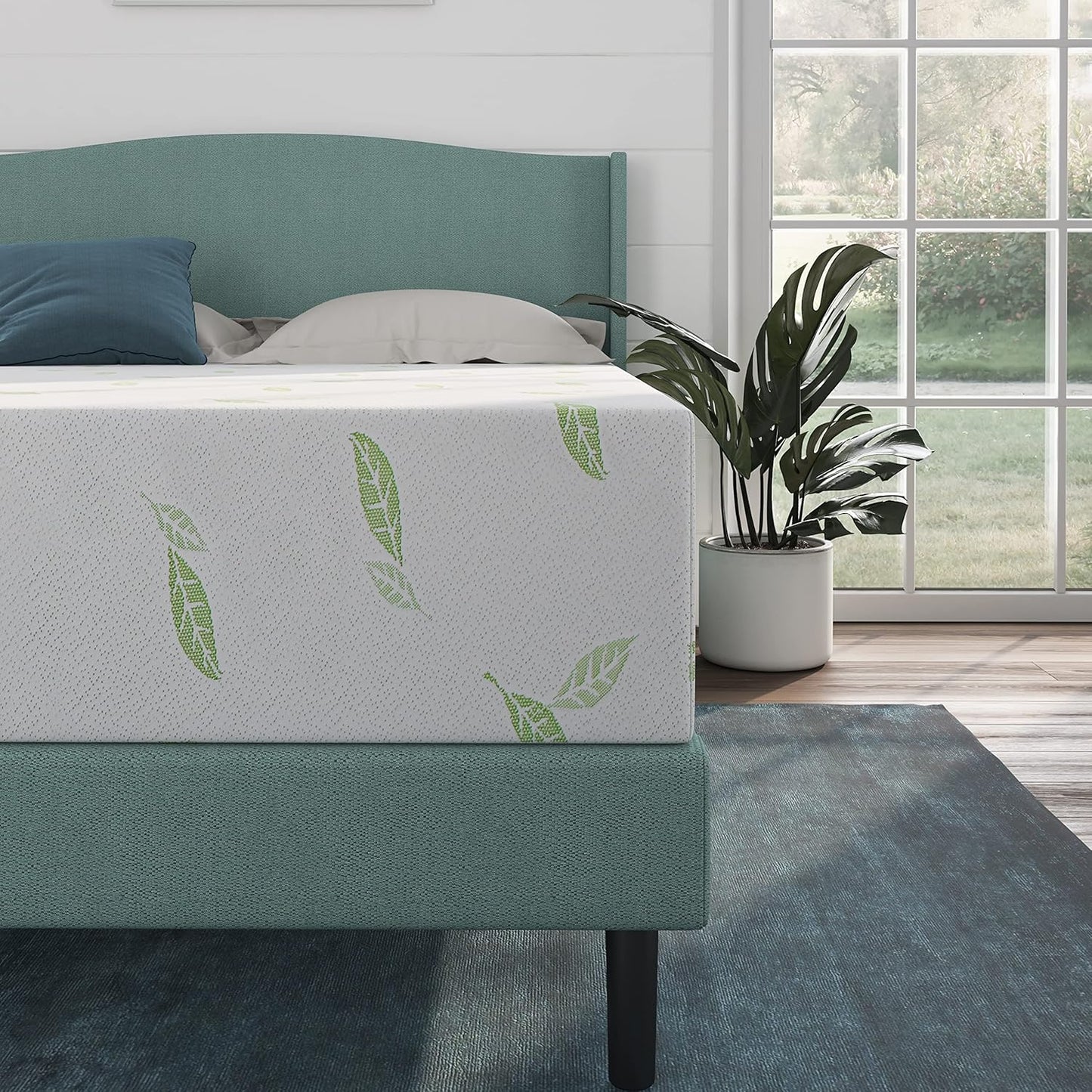 Anula Colchón de espuma viscoelástica de té verde individual XL de 10 pulgadas,