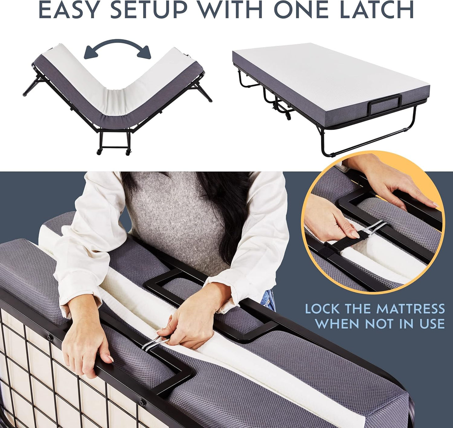 Cama plegable de espuma viscoelástica de 5 pulgadas de alta calidad, colchón