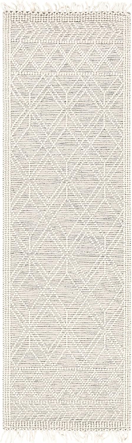 Ramsbury Alfombra marroquí de lana con borlas, alta y baja, lana con enrejado