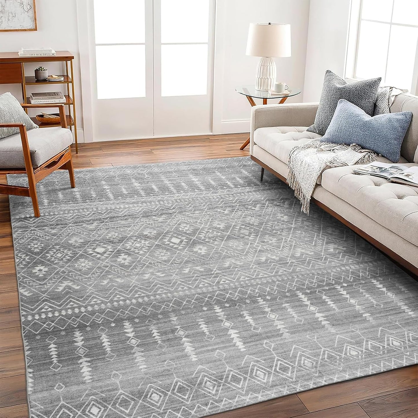Alfombra ecológica de fibras recicladas prémium, lavable en máquina,