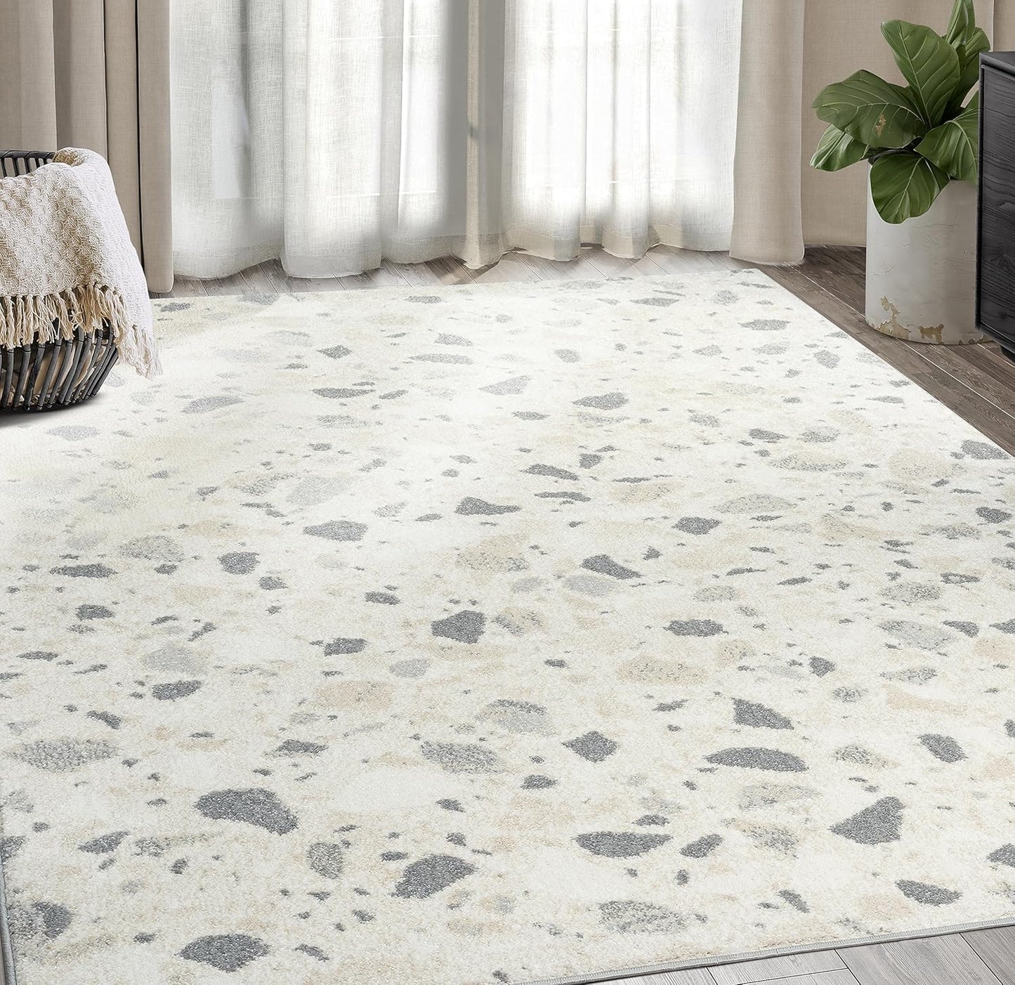 Nuevo Collection Alfombra de área, diseño moderno de terazzo de puntos