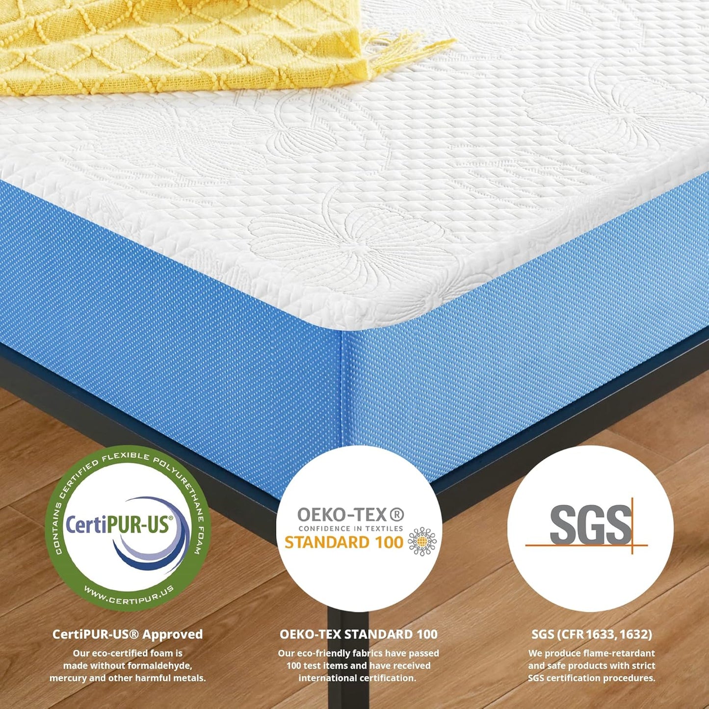 Colchón de espuma viscoelástica con infusión de gel ventilado de 10 pulgadas,