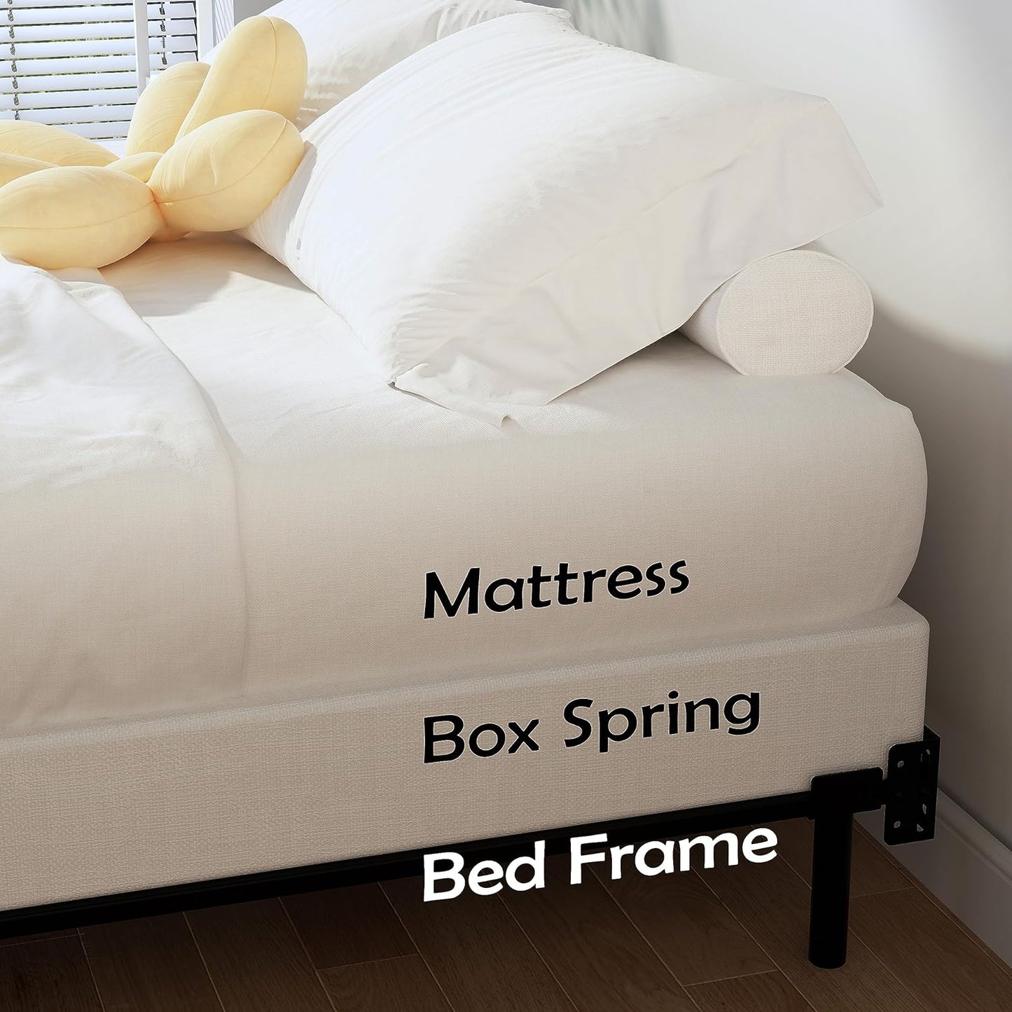 Base de cama tamaño matrimonial de 5 pulgadas, base de colchón de metal