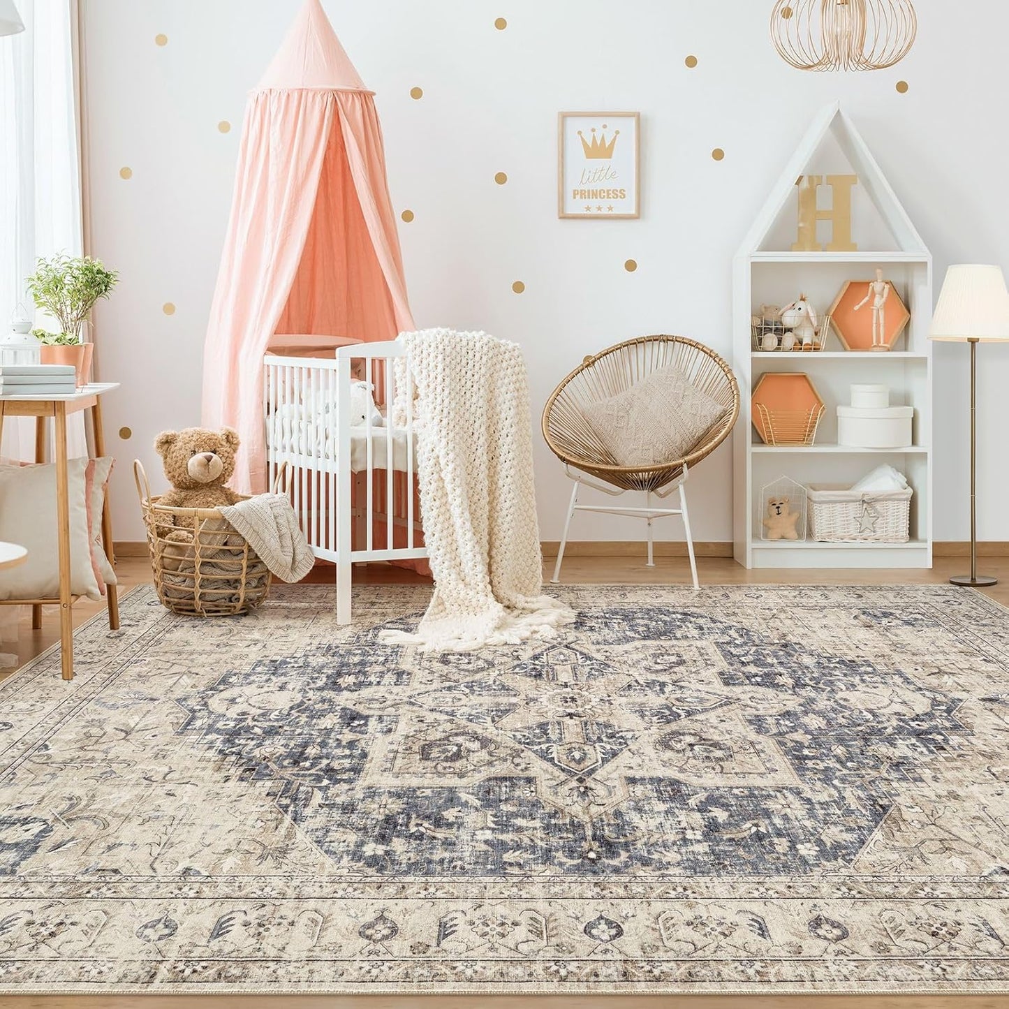 Alfombra de área para sala de estar, 9 x 12, lavable, estilo bohemio, vintage,