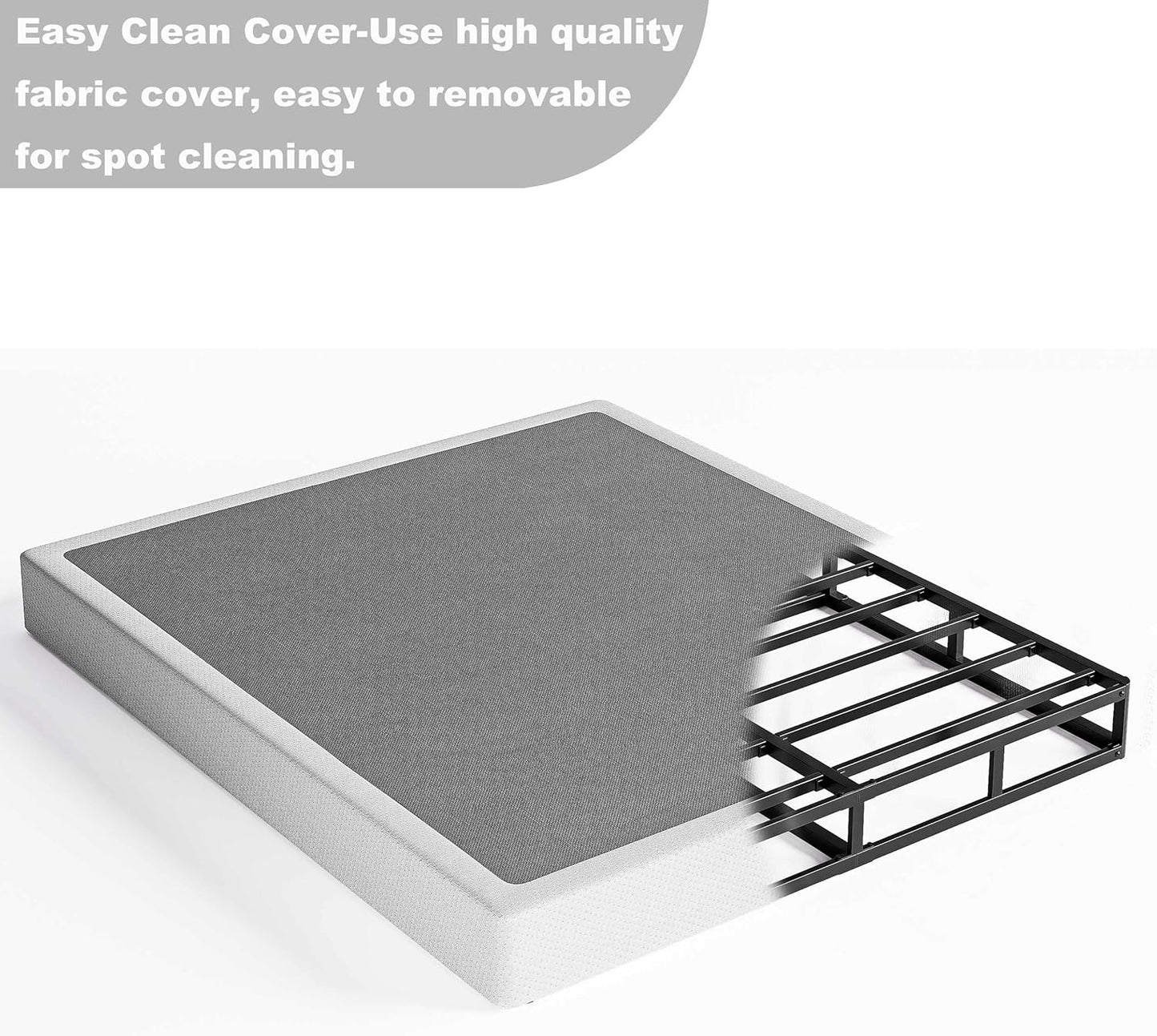 Box Spring King Base de colchón de metal de 5 pulgadas, estructura resistente