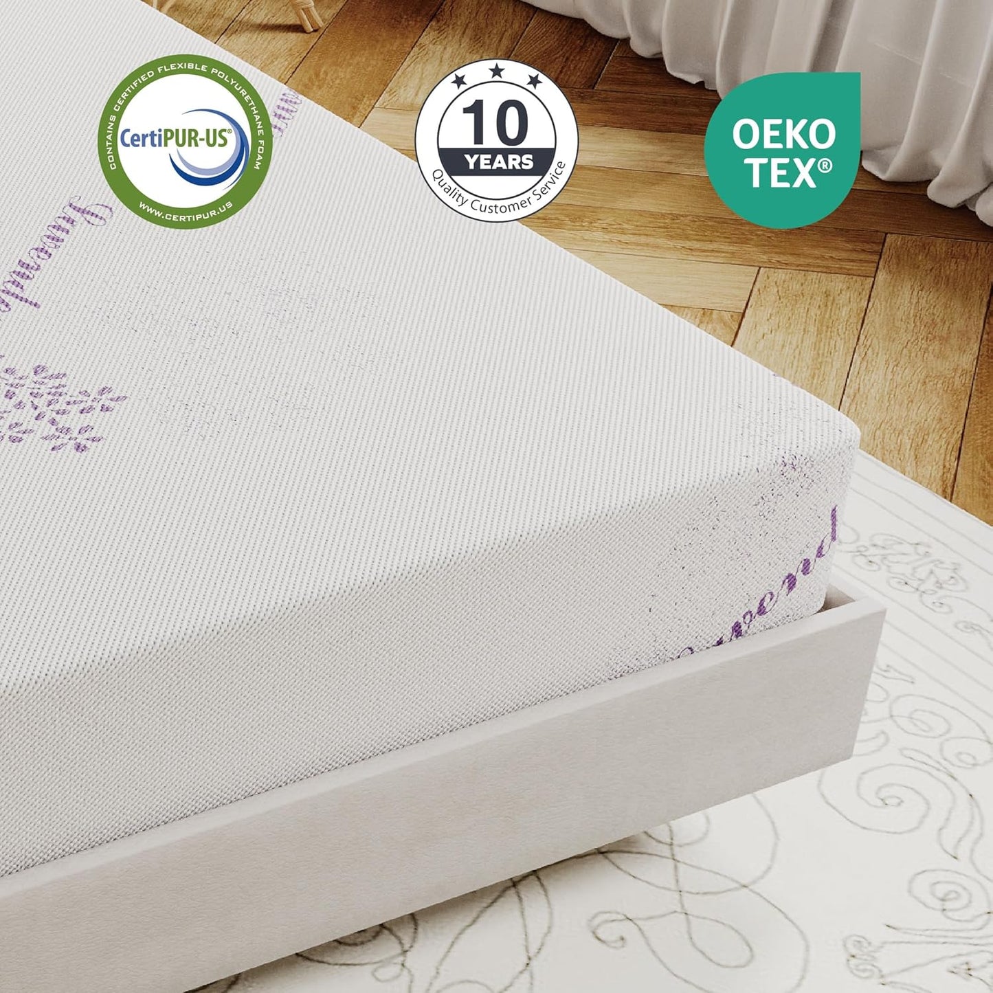 Colchón de espuma viscoelástica con infusión de lavanda de 8 pulgadas, tamaño