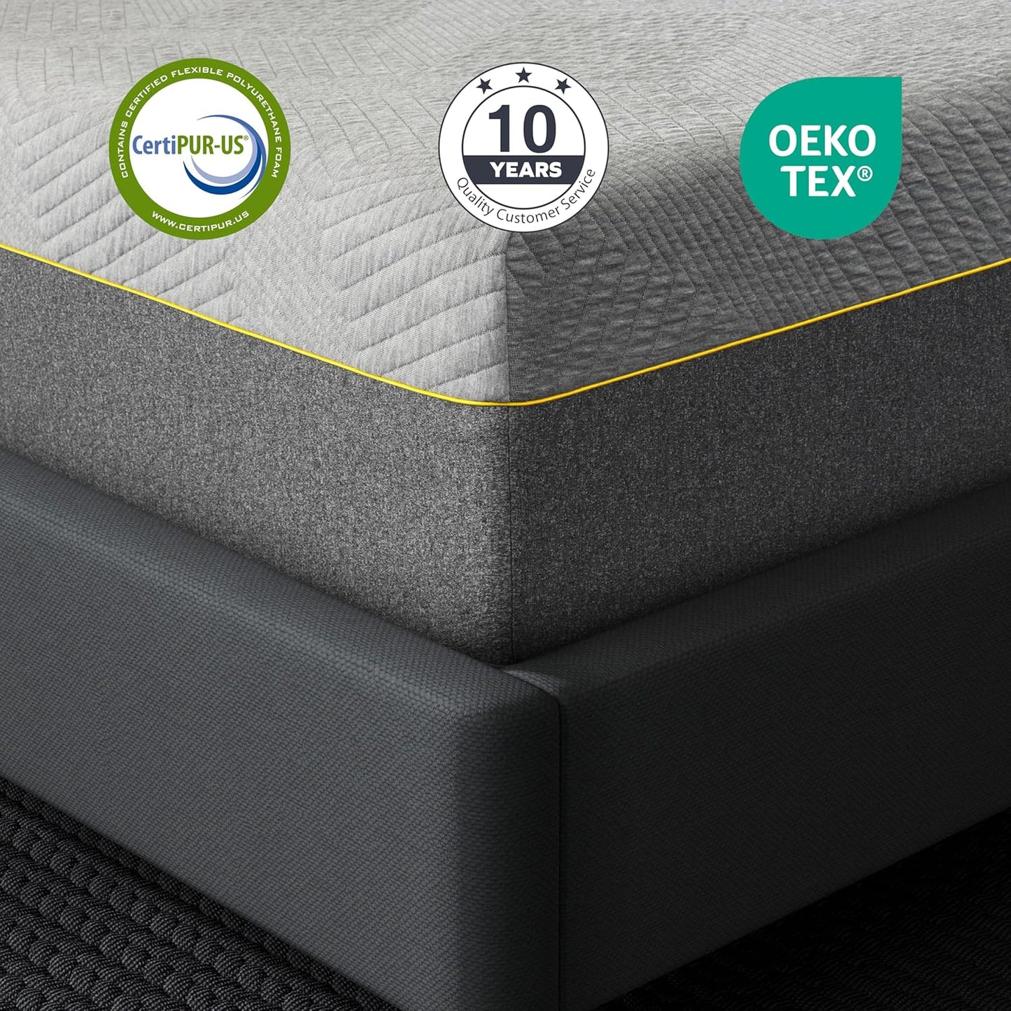 Colchón individual XL de 12 pulgadas, colchón viscoelástica de té verde en una