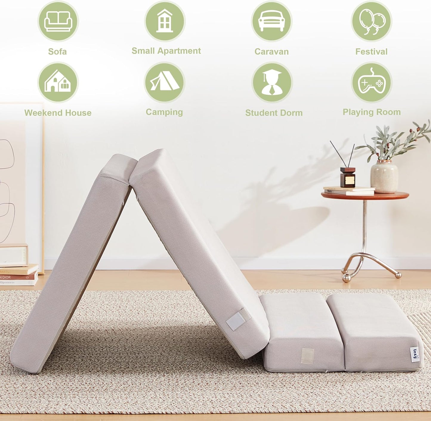 Colchón plegable de 4 pulgadas, sofá cama plegable para adultos, campamento,