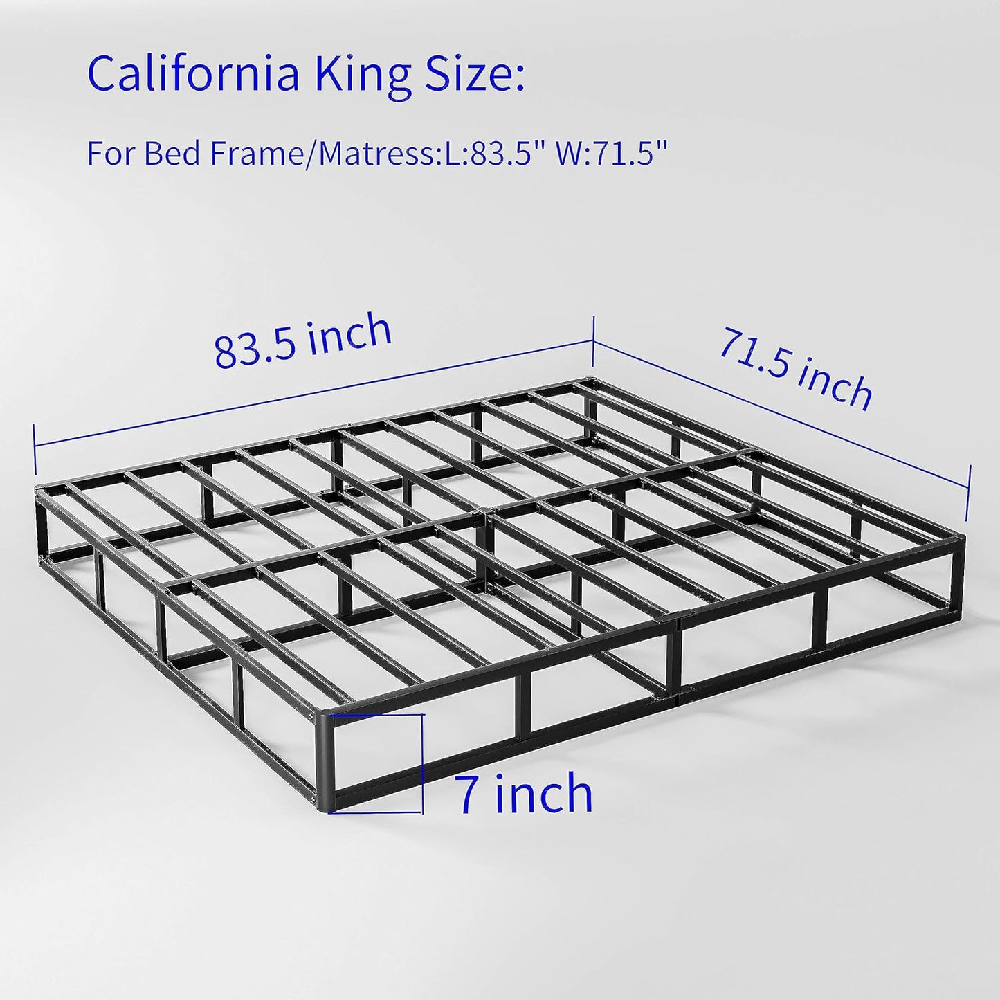 Somier de 7 pulgadas para cama California King, base de colchón de marco de