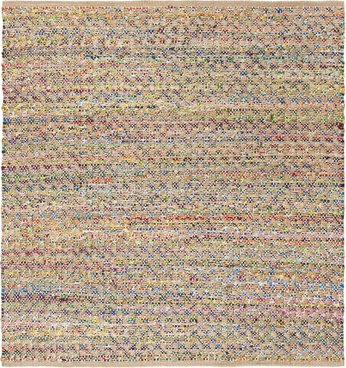 Cape Cod Collection Alfombra cuadrada de 6 pies, color rojo y natural, yute