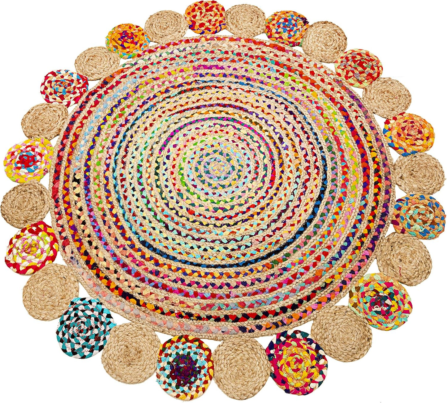 Alfombra reversible de algodón hecha a mano, 3 pies, multicolor, tejida a mano,