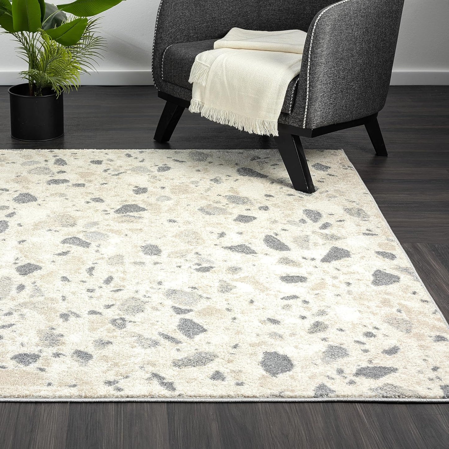 Nuevo Collection Alfombra de área, diseño moderno de terazzo de puntos