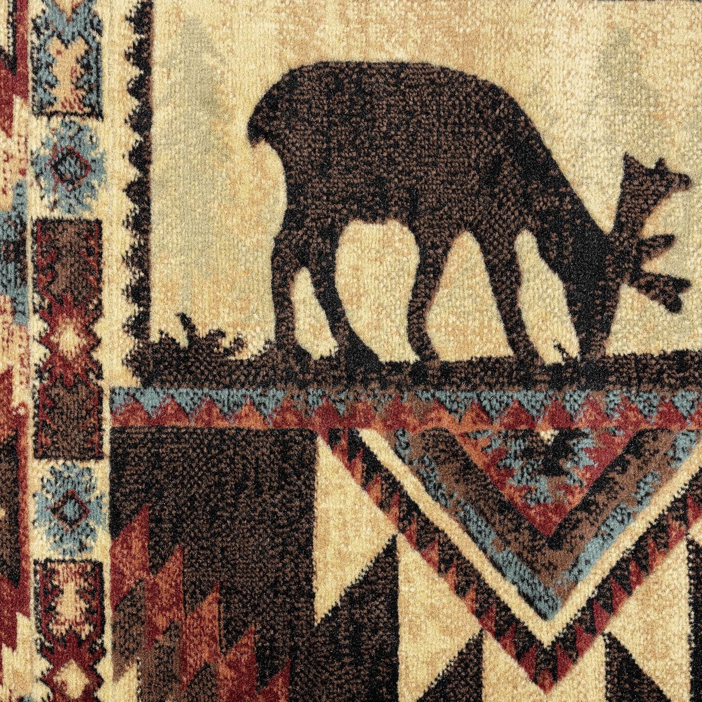 Alfombra rústica Buffalo Southwest, color marrón y rojo, 5 pies 2 pulgadas x 7
