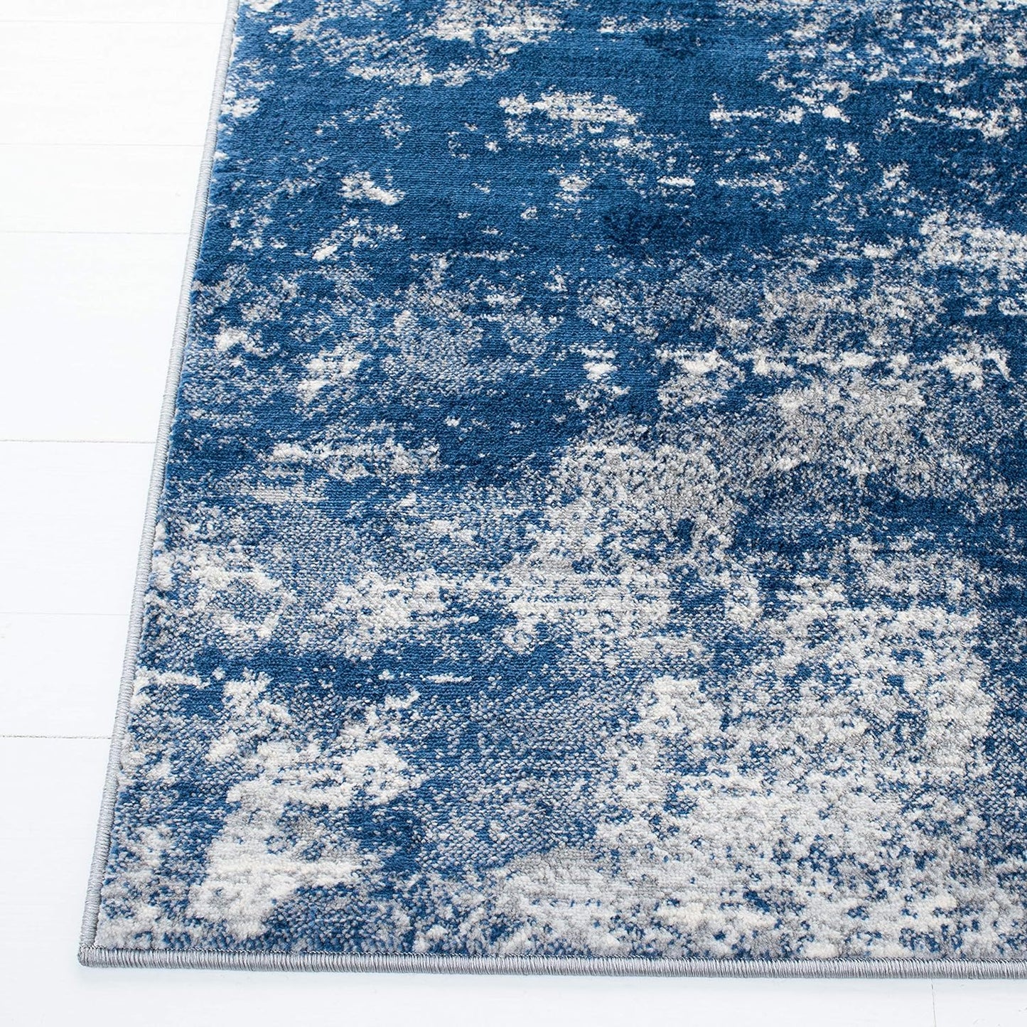 Brentwood Collection Alfombra de área de 8 x 10 pies, gris y azul marino,