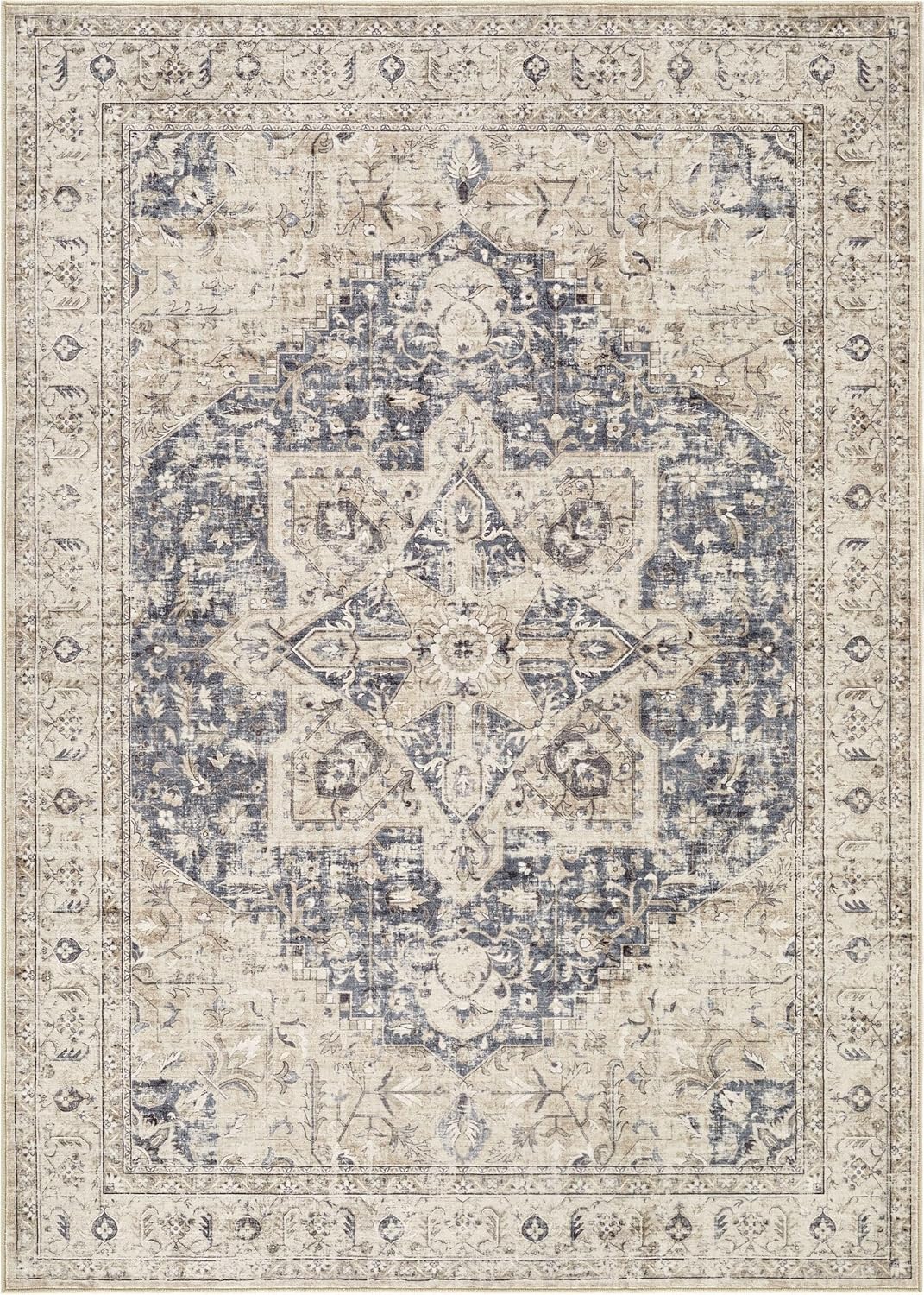 Alfombra de área para sala de estar, 9 x 12, lavable, estilo bohemio, vintage,