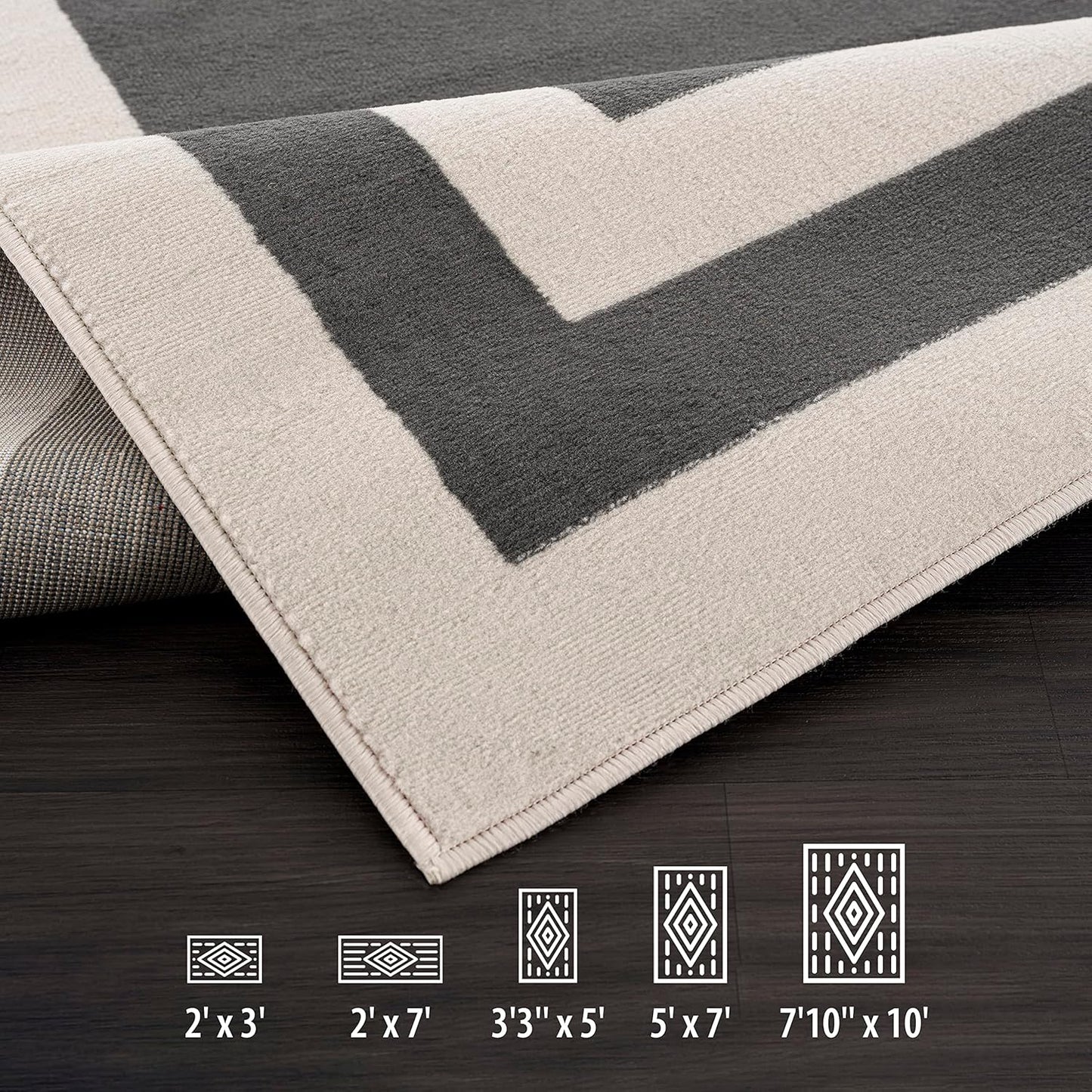 Alfombra gris oscuro de 2 x 3 pies, diseño de bordes para entrada, alfombras de