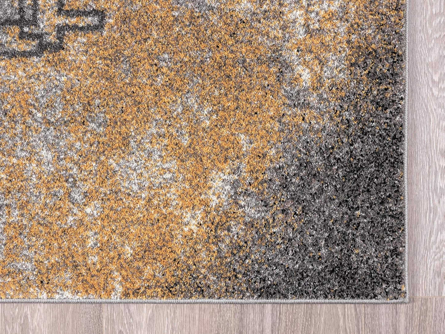 Alfombra de arte abstracto gris y amarillo, alfombra de estilo contemporáneo,