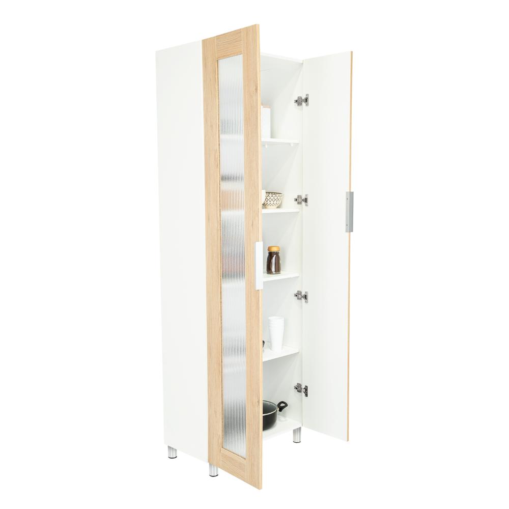 Alacena Diamante, Blanco y Beige, Amplios Espacios Para Guardar Alimentos y Electrodomésticos