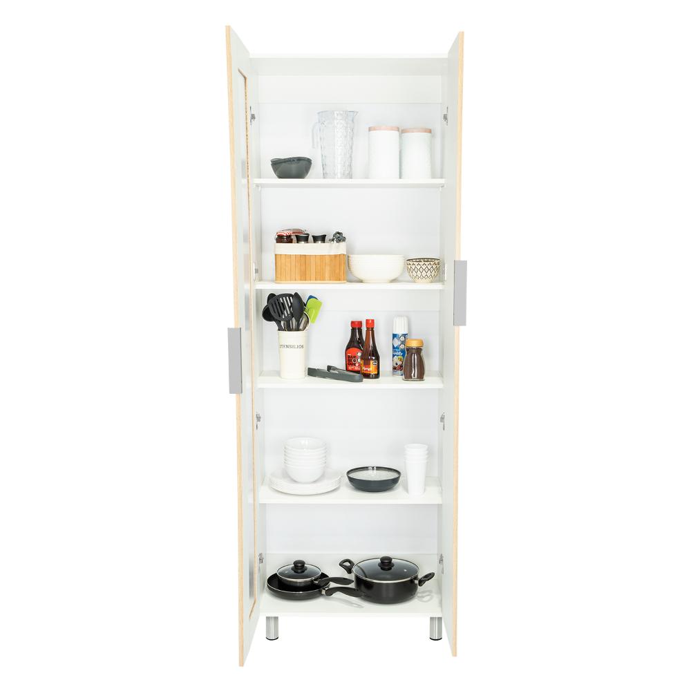 Alacena Diamante, Blanco y Beige, Amplios Espacios Para Guardar Alimentos y Electrodomésticos