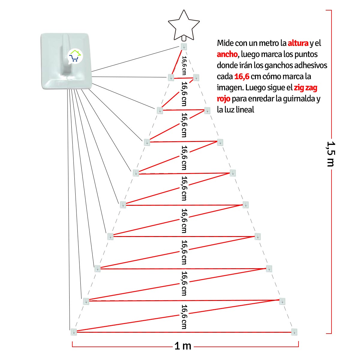 Árbol Navidad De Pared + Luces + Estrella + Decoración GRATIS! AGUI001