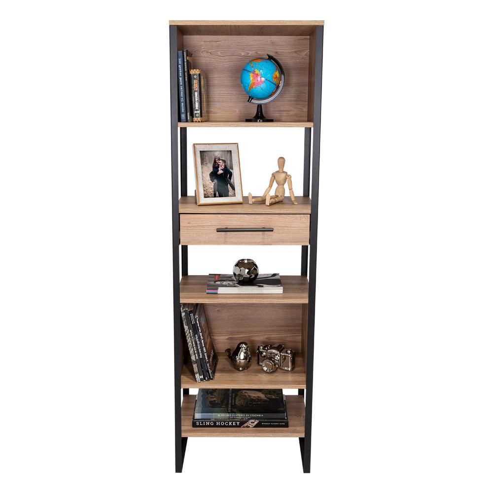 Biblioteca Korina, Miel, con Espacio Para Ubicar Libros y Objetos Decorativos