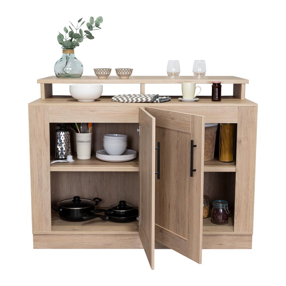 Barra de Cocina Elica, Beige, con Amplios Espacios Para Guardar Alimentos E Implementos de Cocina