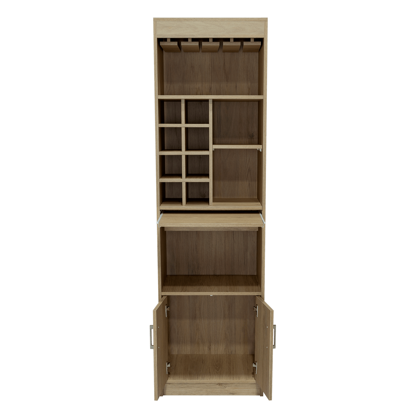 Bar Celeste, Beige, Dos Puertas, Espacio Para Copas y Vino - VIRTUAL MUEBLES