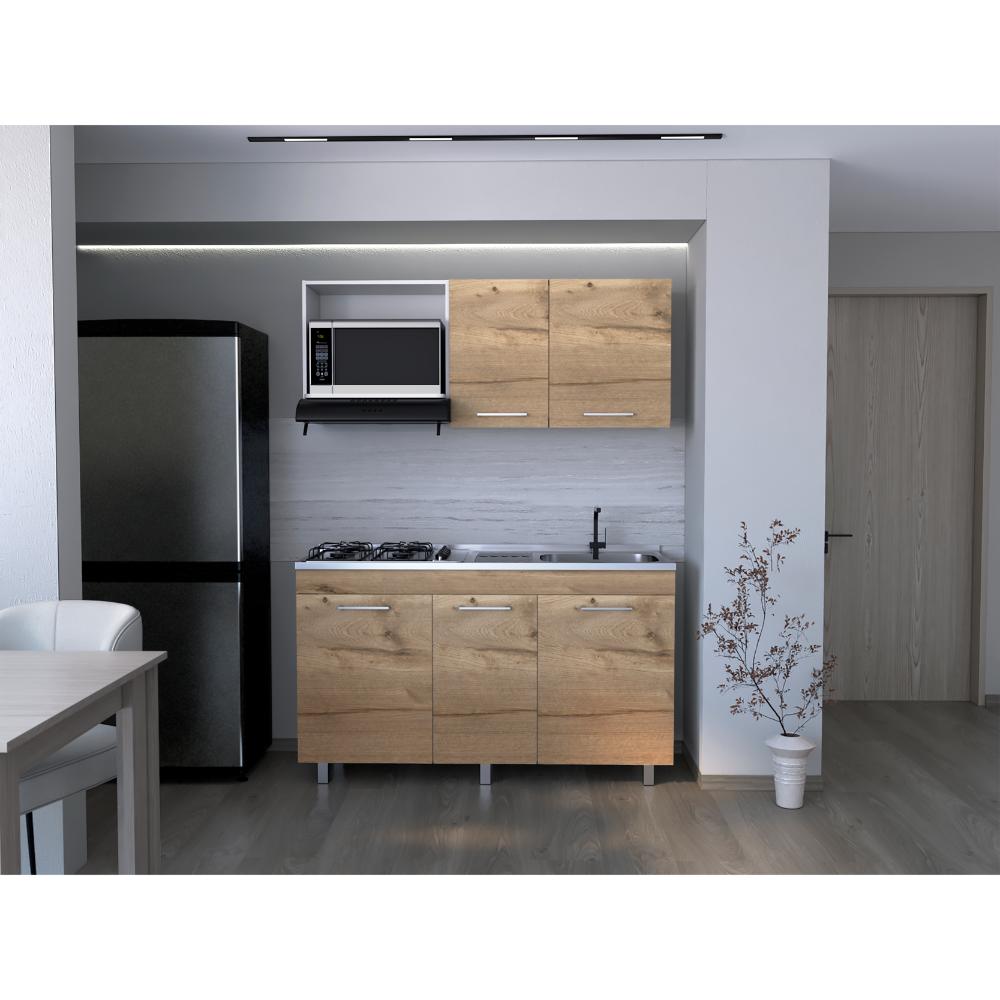 Cocina Integral Deneb, Café Claro y Blanco, Incluye Mesón Derecho