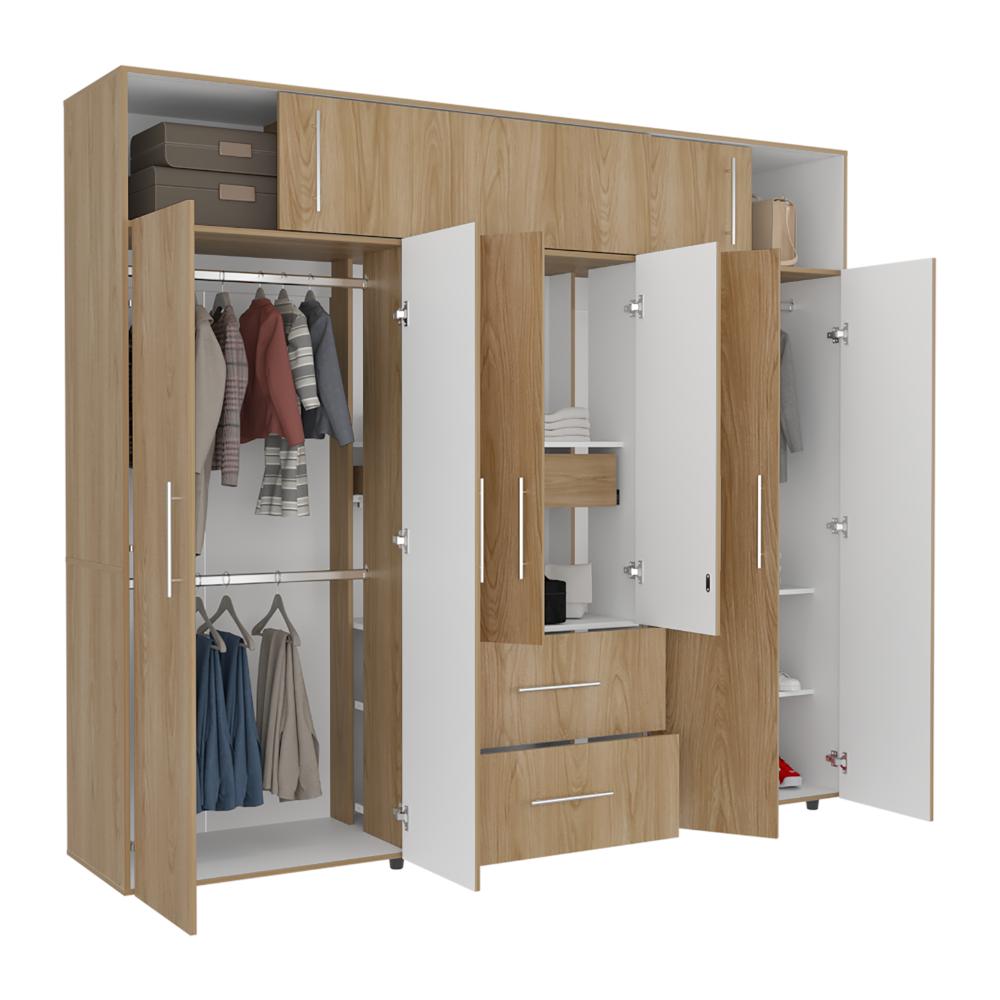 Closet Montano 230, Fresno Europeo y Blanco, de dos puertas corredizas