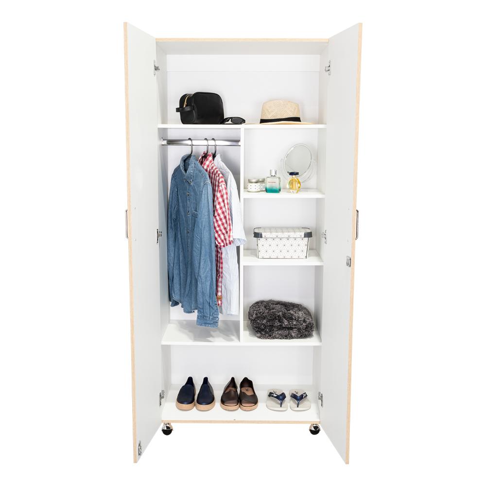 Closet Iker, Beige y Blanco, con Maletero y Rodachinas Para Su Fácil Desplazamiento