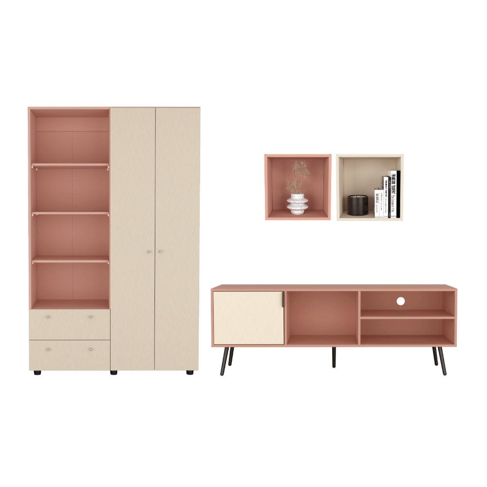Combo para Habitación Jules, Incluye Closet - Mesa de Tv y 2 Repisas