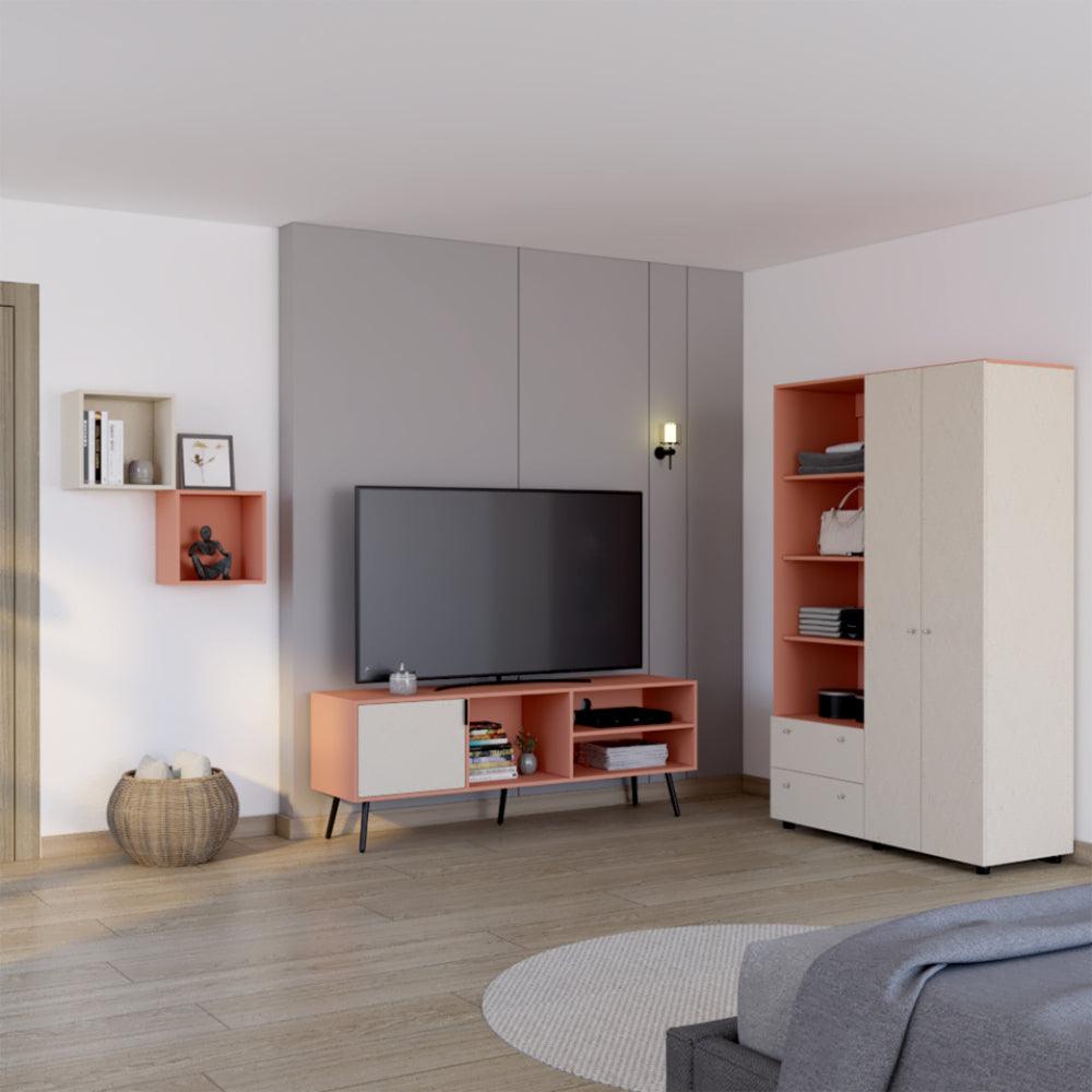 Combo para Habitación Jules, Incluye Closet - Mesa de Tv y 2 Repisas