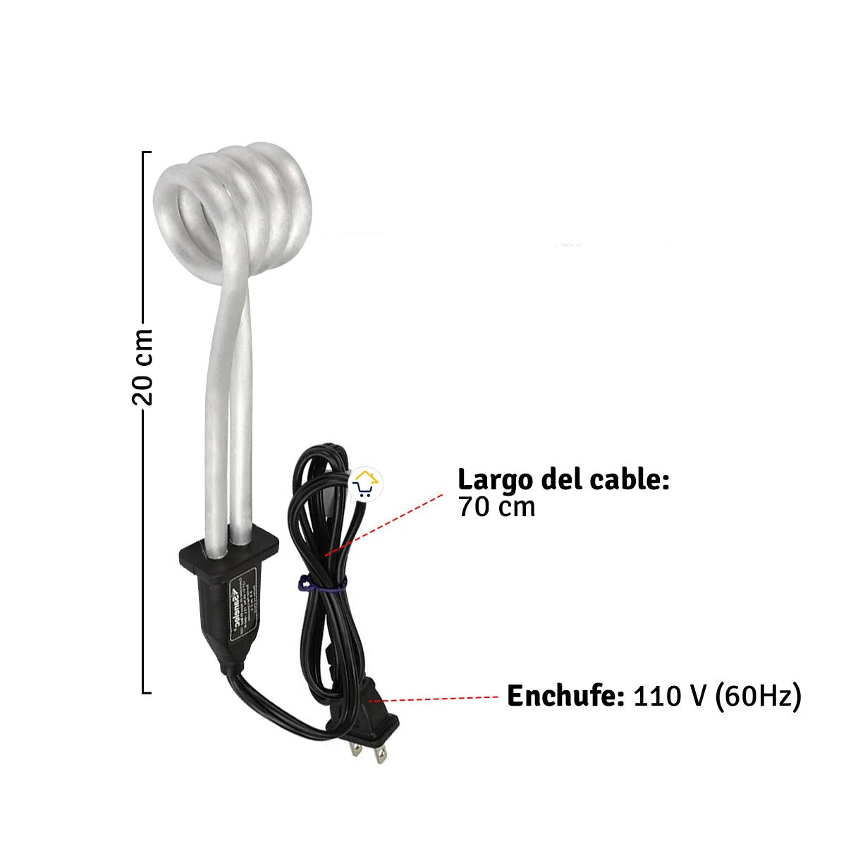Calentador de Agua 480 W Resistencia Eléctrica Electrodo Inmersión SB-608