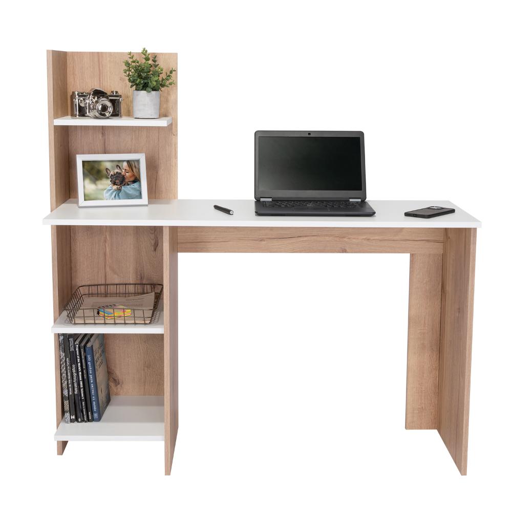 Escritorio ¡Wow!, Café Claro y Blanco, con Entrepaños y Amplia Superficie De Trabajo ZF
