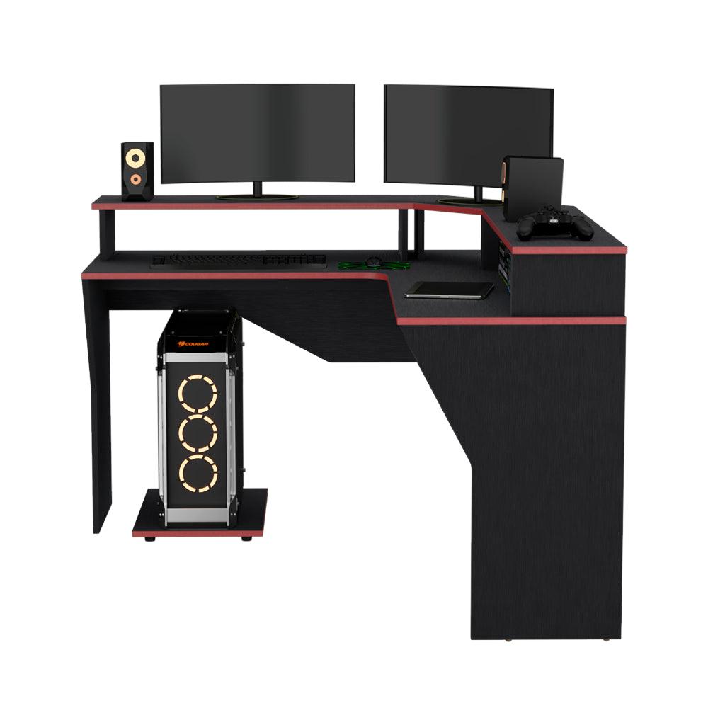 Combo Gamer , Wengue y Rojo, Incluye Escritorio bordo Rojo, Silla Gamer, Monitor Gamer