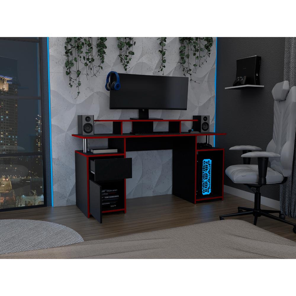 Combo para Oficina Greci, Rojo y Negro, Incluye Silla y Escritorio Gamer