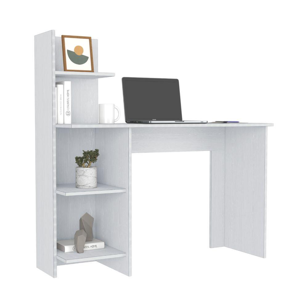 Escritorio Vilna, Blanco Marquez, con Cuatro entrepaños para ubicar elementos de estudio - VIRTUAL MUEBLES