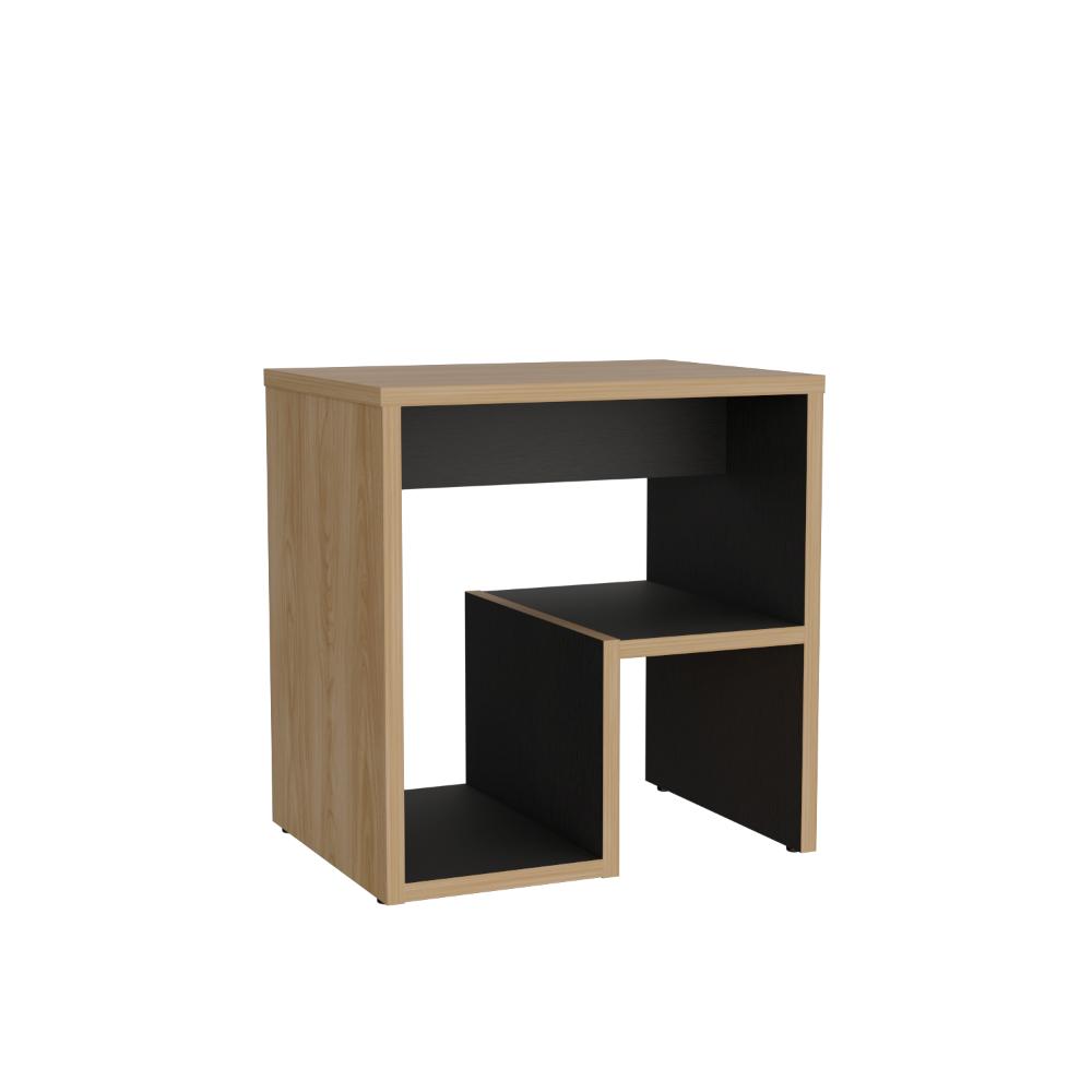 Mesa de Noche Niro, Fresno Europeo y Wengue, con diseño minimalista