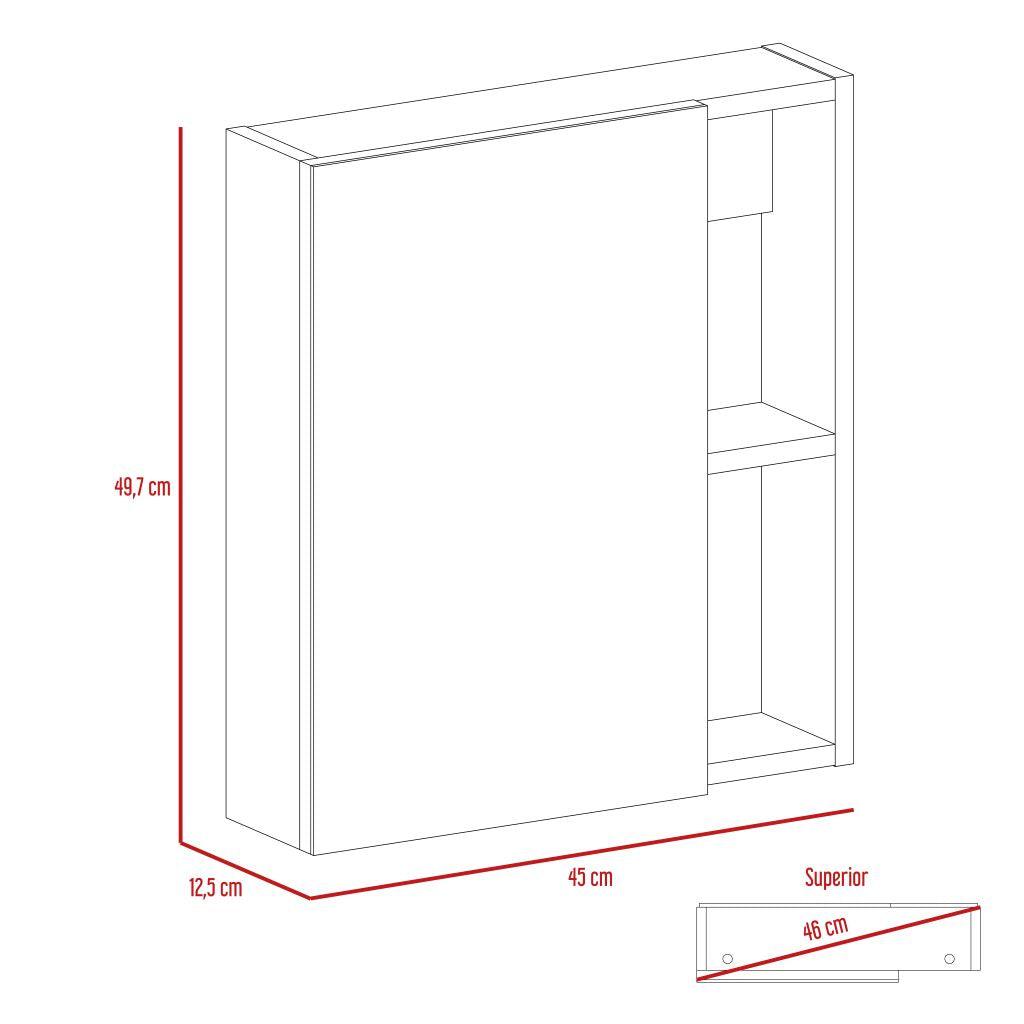 Gabinete de Baño Labell, Miel, con Puerta Espejo y Entrepaños ZF