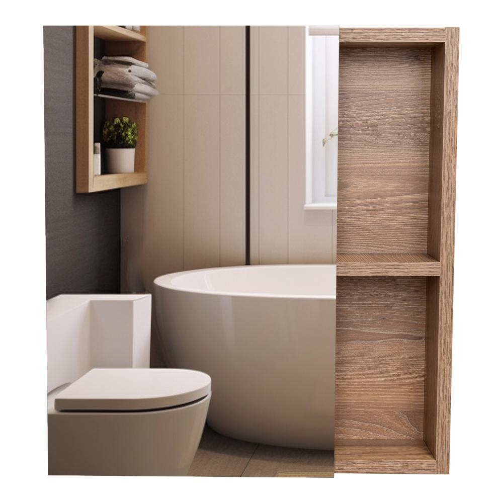 Gabinete de Baño Labell, Miel, con Puerta Espejo y Entrepaños ZF