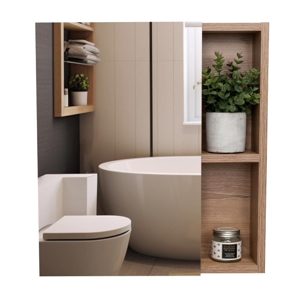 Gabinete de Baño Labell, Miel, con Puerta Espejo y Entrepaños ZF