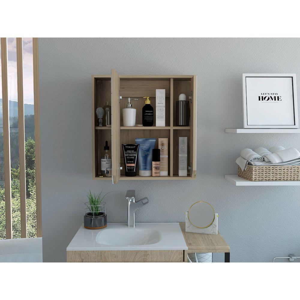 Gabinete de Baño Nyasa, Beige, Incluye Espejo y Entrepaños Para Guardar Objetos de Aseo Personal - VIRTUAL MUEBLES