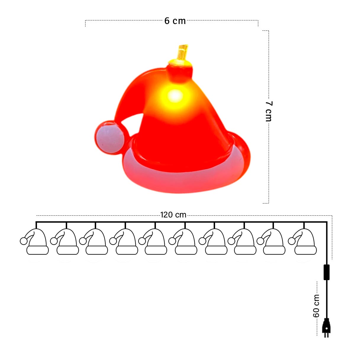 Guirnalda Luces Navidad Gorro Navideño 2 Metros S4046