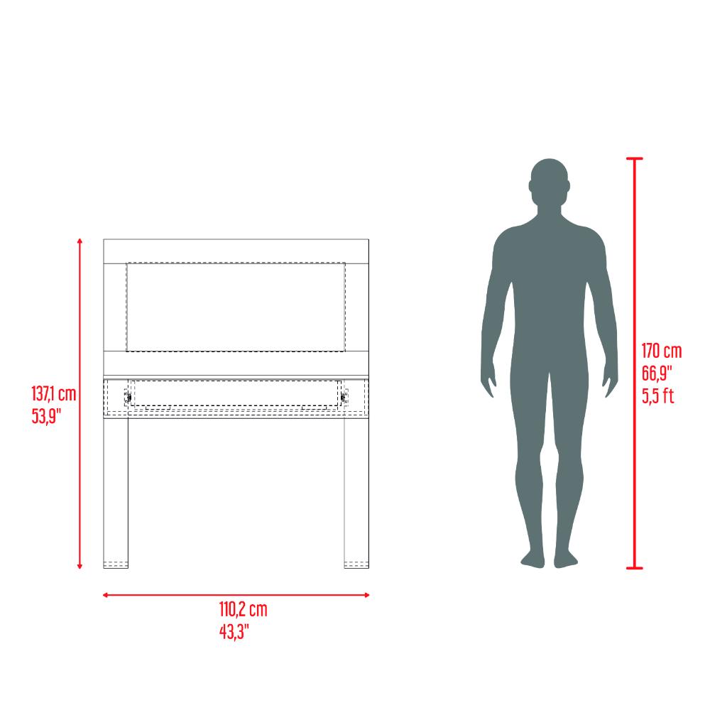 Mueble Tocador Leila, Bardolino, con espacio para ubicar maquillaje incluye espejo