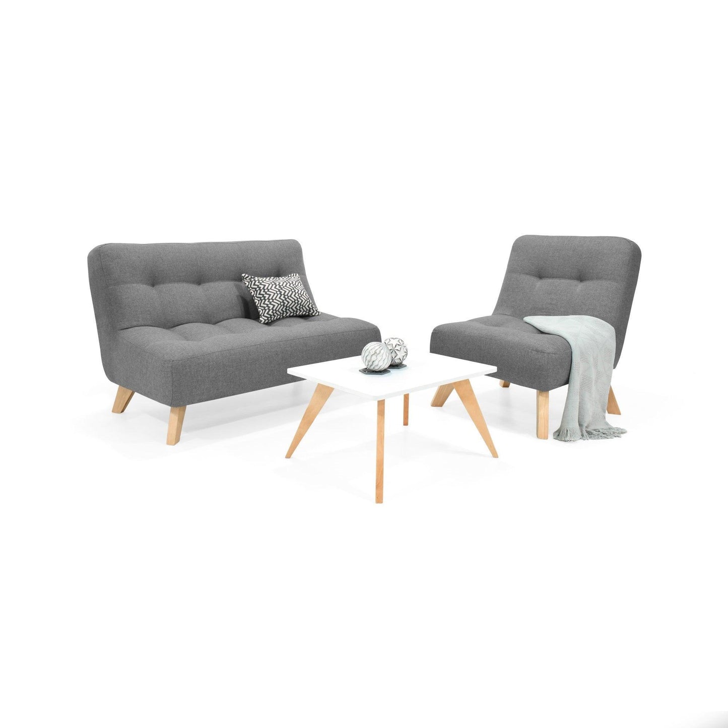 Sala Navara Porto 1 Poltrona Gris con Mesa Centro Nova