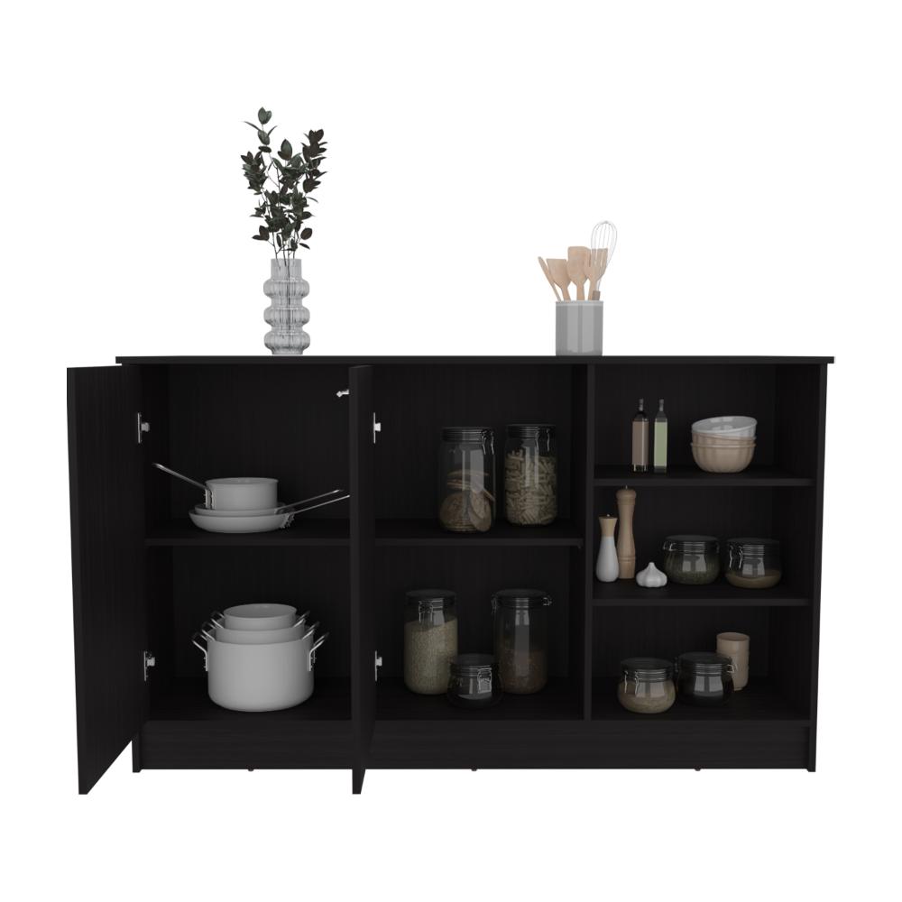 Barra de Cocina Ginger, Wengue, contiene tres entrepaños para guardar objetos de cocina ZF