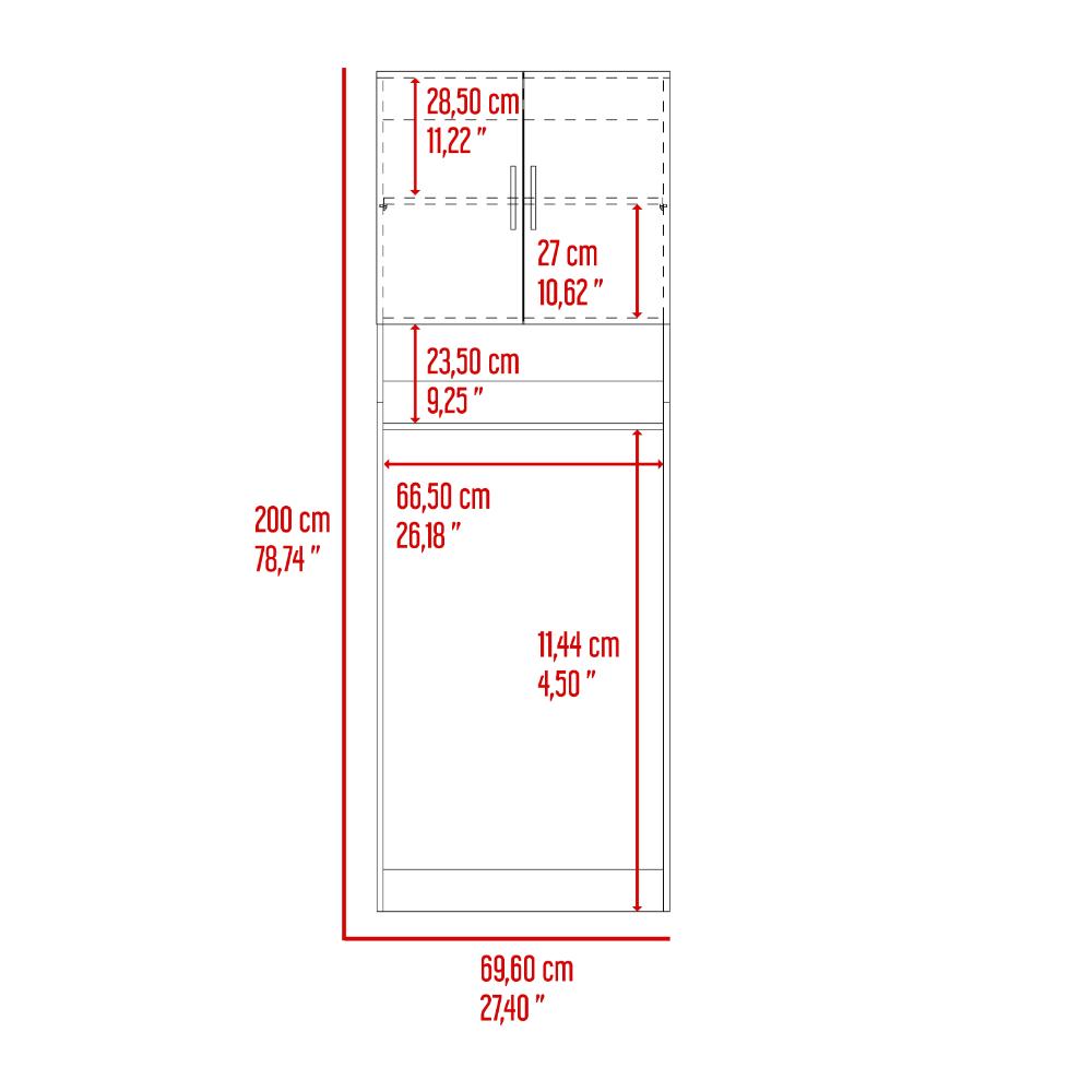Ahorrador de Espacio para Lavadora, Blanco Duqueza y Fresno, con dos puertas y tres entrepaños