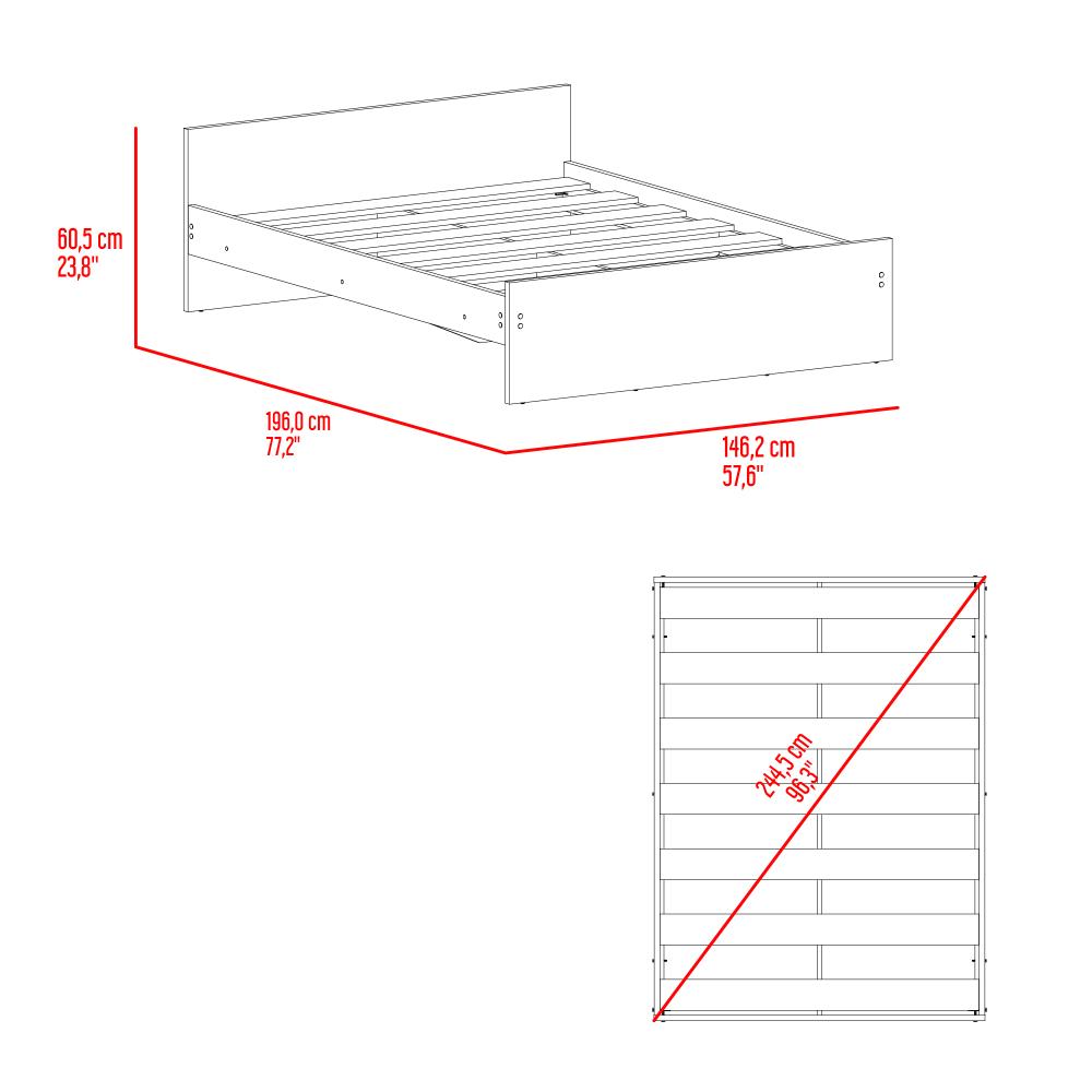 Cama Doble Cley, Fresno Europeo y Wengue, incluye tendido de tablas