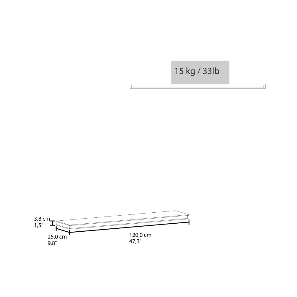 Repisa Flotante Shelf 120, Moreno, con espacio para colocar objetos decorativos